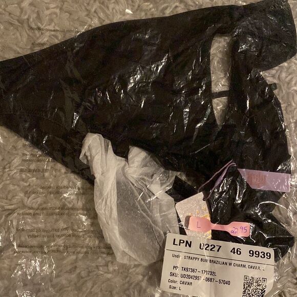 Savage X Fenty Savage Not Sorry Open Back Strappy Brazilian Black Caviar Large - Picture 2 of 6